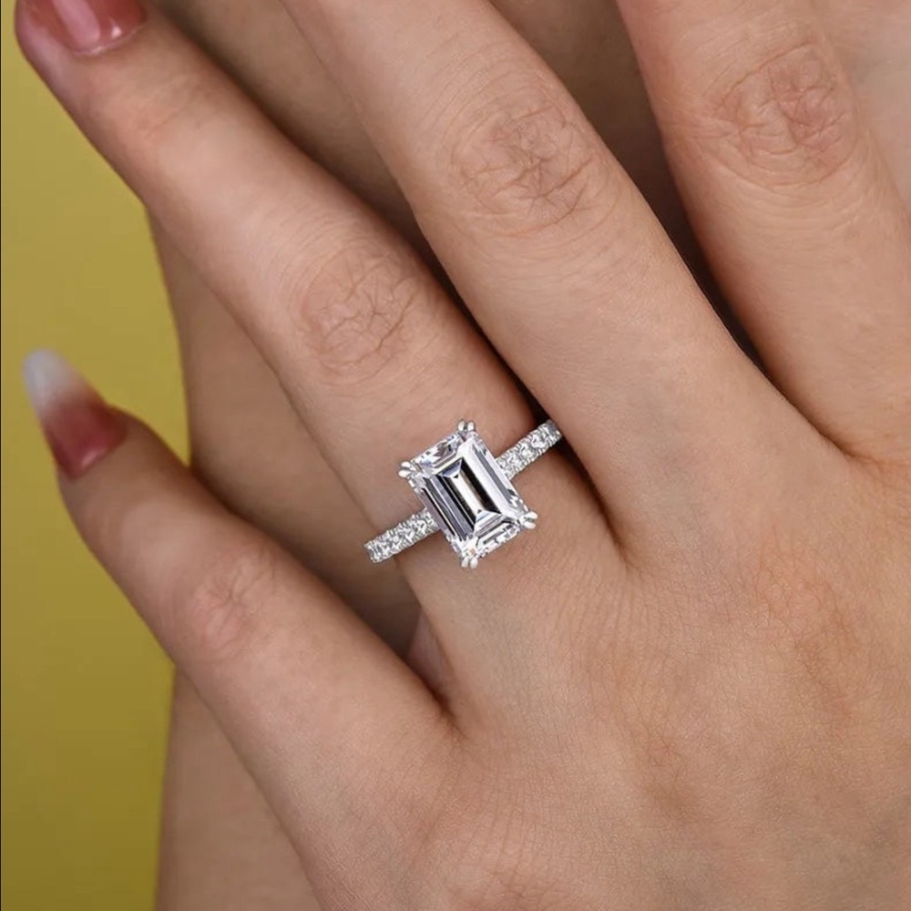 Solid 925 Sterling Silver Emerald Stone Engagemen… - image 4